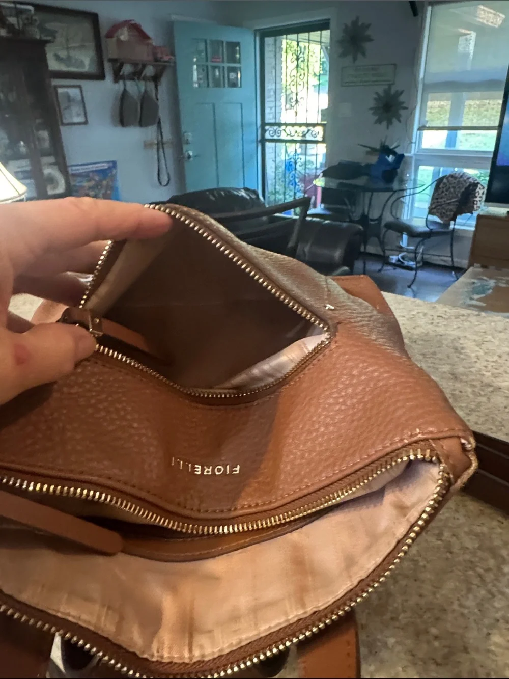 Giorgio Fiorelli Chestnut Brown Pebbled Leather Backpack